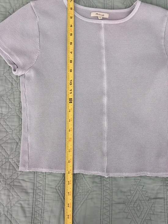 Madewell Cropped Waffle Knit Crew Neck T Shirt Size XL - Picture 5 of 7